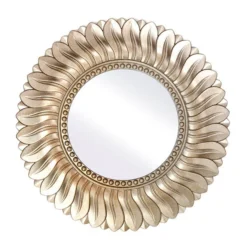 Dunelm Leaf Round Champagne Wall Mirror, 75cm -Elegant Home 1000037483 alt02