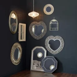 Dunelm Leaf Round Champagne Wall Mirror, 75cm -Elegant Home 1000037483 alt03