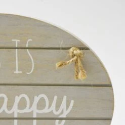 Dunelm Grey Happy Place Hanging Plaque -Elegant Home 1000107362 alt04