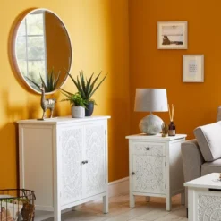 Elements Round Wall Mirror, Copper 55cm -Elegant Home 1000142143 alt02