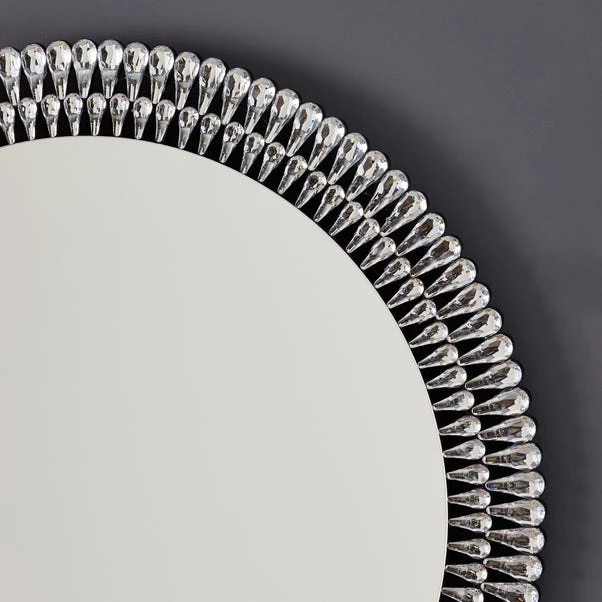 Dunelm Glam Gem Edge Round Wall Mirror, 76cm 2 Dunelm Glam Gem Edge Round Wall Mirror, 76cm - Image 2