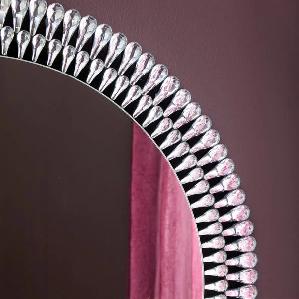 Dunelm Glam Gem Edge Round Wall Mirror, 76cm 3 Dunelm Glam Gem Edge Round Wall Mirror, 76cm - Image 3