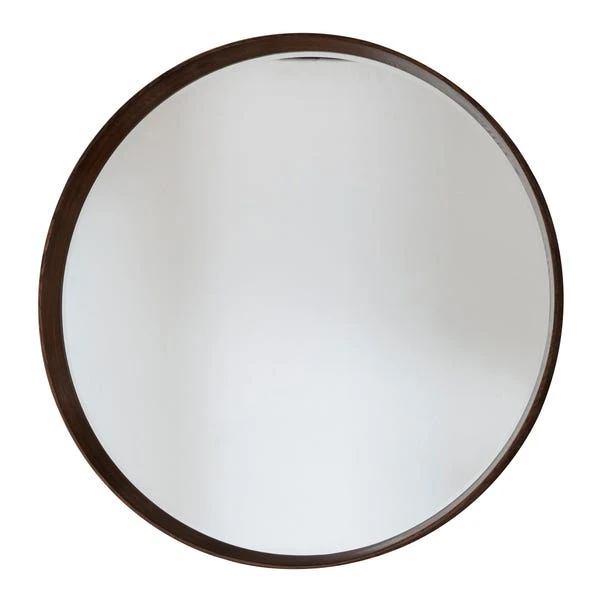 Cedar & Sage Sutton Round Walnut Wall Mirror, 74cm 3 Cedar & Sage Sutton Round Walnut Wall Mirror, 74cm - Image 3