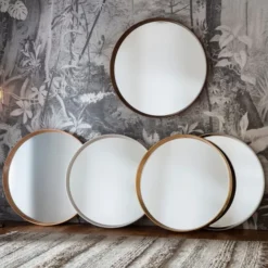 Cedar & Sage Sutton Round Walnut Wall Mirror, 74cm 7 Cedar & Sage Sutton Round Walnut Wall Mirror, 74cm -Elegant Home 1000160432 alt03