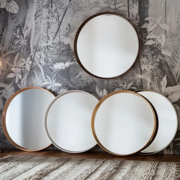 Cedar & Sage Sutton Round Walnut Wall Mirror, 74cm 4 Cedar & Sage Sutton Round Walnut Wall Mirror, 74cm - Image 4