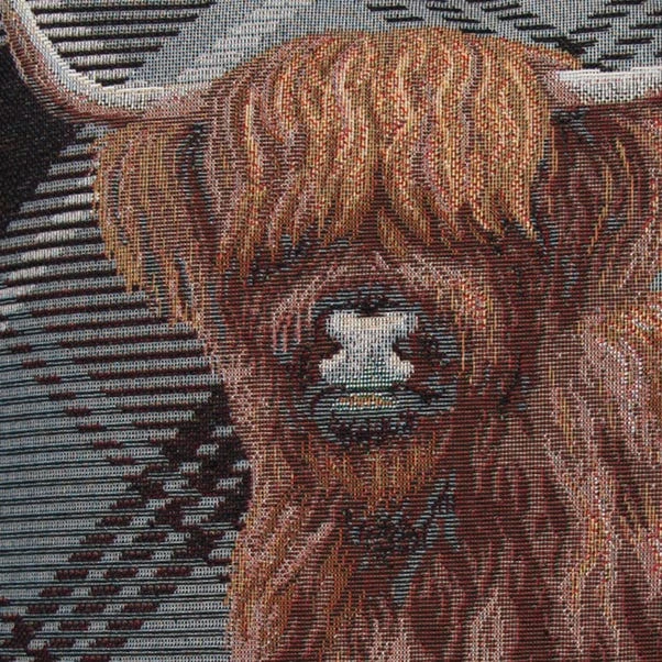Dunelm Highland Cow Tapestry Cushion 2 Dunelm Highland Cow Tapestry Cushion - Image 2