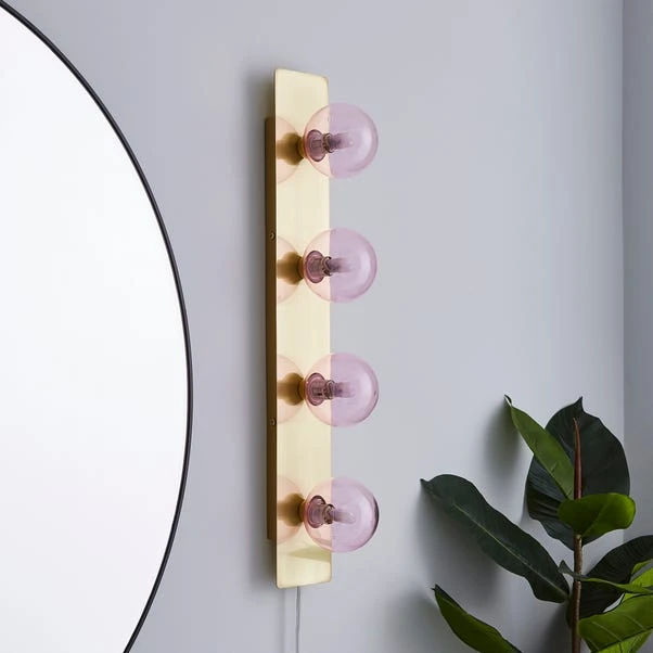 Dunelm Coco Hollywood Mirror Light, Brushed Gold & Chrome Pink 9x55cm 2 Dunelm Coco Hollywood Mirror Light, Brushed Gold & Chrome Pink 9x55cm - Image 2