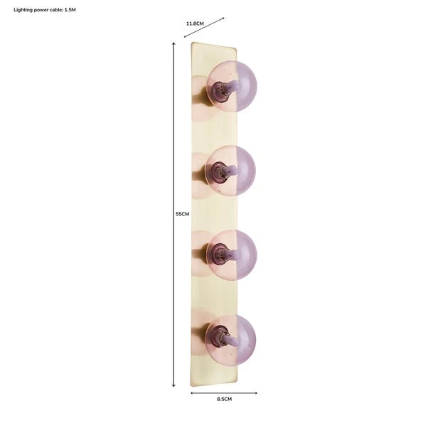 Dunelm Coco Hollywood Mirror Light, Brushed Gold & Chrome Pink 9x55cm 5 Dunelm Coco Hollywood Mirror Light, Brushed Gold & Chrome Pink 9x55cm - Image 5