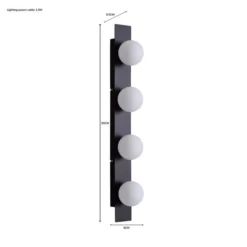 Dunelm Coco Hollywood Mirror Light, Black & White 9x55cm -Elegant Home 1000181953 alt07