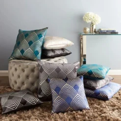 Dunelm Geo Silver Foil Cushion -Elegant Home 1000181982 alt08