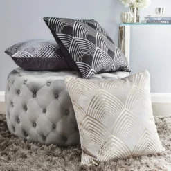 Dunelm Geo Silver Foil Cushion -Elegant Home 1000181982 alt09
