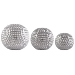 Dunelm Set Of 3 Silver Ceramic Dimpled Spheres