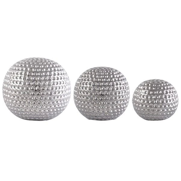 Dunelm Set Of 3 Silver Ceramic Dimpled Spheres 1 Dunelm Set Of 3 Silver Ceramic Dimpled Spheres
