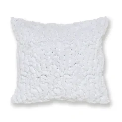 Dunelm Faux Fur White Sequin Cushion