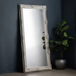 Elegant Home 77 Cedar & Sage Warwick Leaner Mirror, Cream 165x80cm