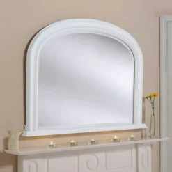 Yearn Mirrors Yearn Beaded Overmantle Mirror, White 112x79cm