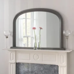 Yearn Mirrors Yearn Contemporary Overmantle 112x77cm Dark Grey