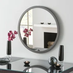 Yearn Mirrors Yearn Classic Round Wall Mirror, Dark Grey 60cm