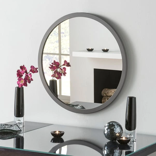 Yearn Mirrors Yearn Classic Round Wall Mirror, Dark Grey 60cm 1 Yearn Mirrors Yearn Classic Round Wall Mirror, Dark Grey 60cm