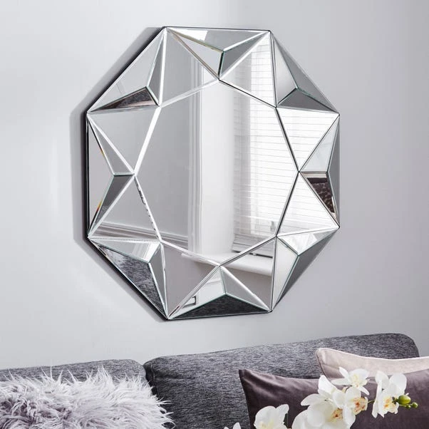 Dunelm 3D Geo Wall Mirror, 80cm 1 Dunelm 3D Geo Wall Mirror, 80cm