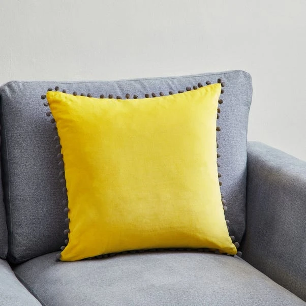 Riva Paoletti Velvet Pom Pom Cushion 1 Riva Paoletti Velvet Pom Pom Cushion
