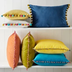 Riva Paoletti Velvet Pom Pom Cushion 10 Riva Paoletti Velvet Pom Pom Cushion -Elegant Home 30638842 alt05