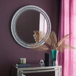 Dunelm Glam Gem Edge Round Wall Mirror, 76cm