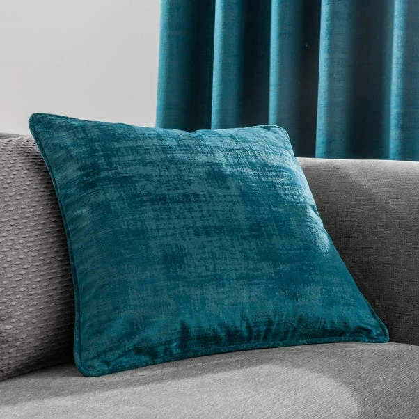 Dunelm Ruben Velvet Teal Cushion 1 Dunelm Ruben Velvet Teal Cushion