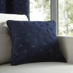 Elements Sten Geometric Velour Navy Cushion