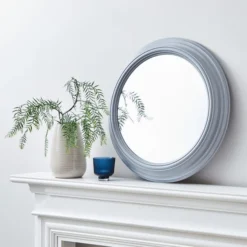 Dunelm Round Wall Mirror, Grey 59cm