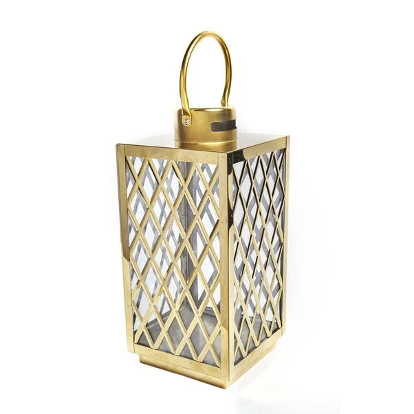 Dunelm Gold Lattice Lantern 1 Dunelm Gold Lattice Lantern