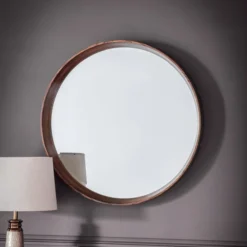Cedar & Sage Sutton Round Walnut Wall Mirror, 74cm