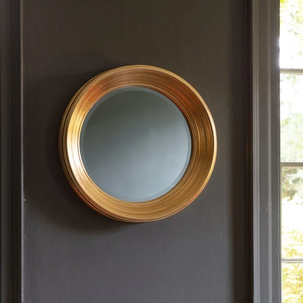 Cedar & Sage Dudley Round Wall Mirror Gold, 65cm 1 Cedar & Sage Dudley Round Wall Mirror Gold, 65cm