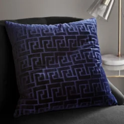 Dunelm Key Cut Velvet Navy Cushion Cover