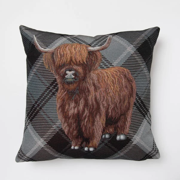 Dunelm Highland Cow Tapestry Cushion 1 Dunelm Highland Cow Tapestry Cushion