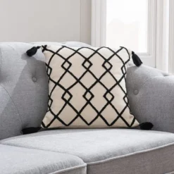 Dunelm Global Trellis Tassel Cushion Cover
