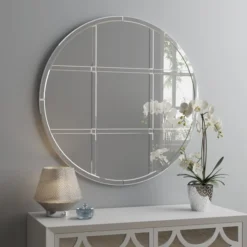 Dunelm Luxe Window Round Wall Mirror, 80cm