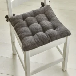 Dunelm 9 Stitch Charcoal Velvet Seat Pad