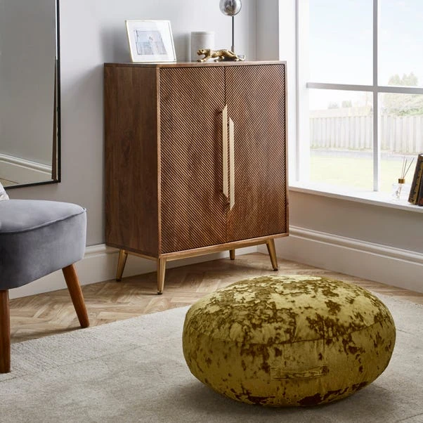 Crushed Velvet Ochre Floor Cushion 1 Crushed Velvet Ochre Floor Cushion