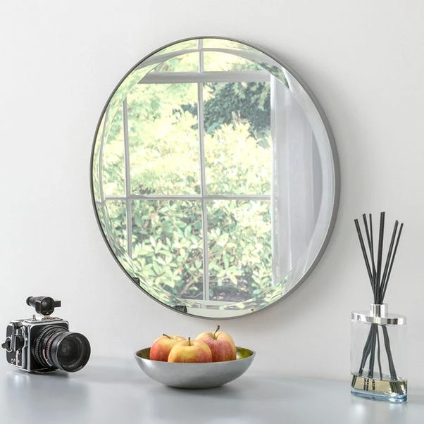 Yearn Mirrors Yearn Round Minimal Wall Mirror, Grey 46cm 1 Yearn Mirrors Yearn Round Minimal Wall Mirror, Grey 46cm