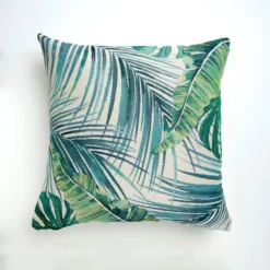 Dunelm Palm Leaf Tapestry Teal Cushion Cover