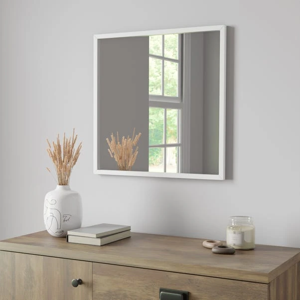 Dunelm Essentials Square Mirror, White 55cm 1 Dunelm Essentials Square Mirror, White 55cm