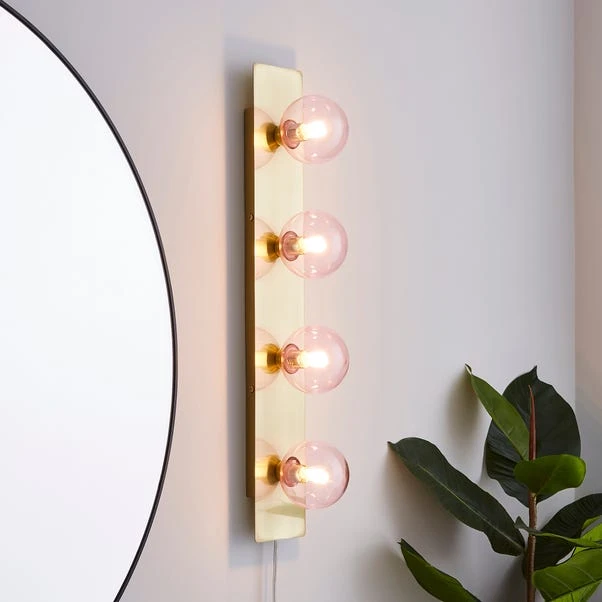 Dunelm Coco Hollywood Mirror Light, Brushed Gold & Chrome Pink 9x55cm 1 Dunelm Coco Hollywood Mirror Light, Brushed Gold & Chrome Pink 9x55cm