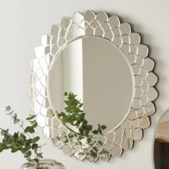 Pacific Lifestyle Clear Layered Glass Round Wall Mirror, 80cm