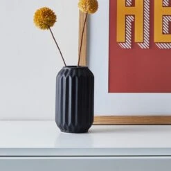 Dunelm Fluted Vase 14cm Black