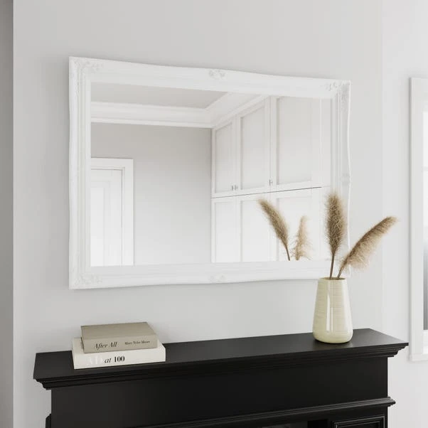 Dunelm Swept Wall Mirror, White 104x74cm 1 Dunelm Swept Wall Mirror, White 104x74cm