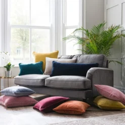 Dunelm Clara Cotton Velvet Square Cushion -Elegant Home 30727456 alt06