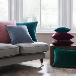 Dunelm Clara Cotton Velvet Square Cushion -Elegant Home 30727456 alt07