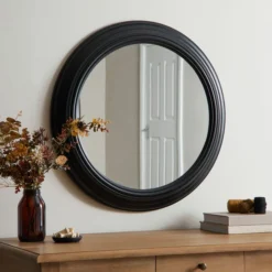 Dunelm Timeless Round Wall Mirror, Black 76cm