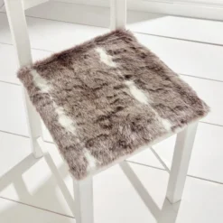 Dunelm Faux Fur Natural Square Seat Pad
